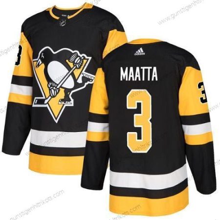 Jugend Pittsburgh Penguins #3 Olli Maatta Heimtrikots Authentisch Strickerei NHL Trikots – Schwarz