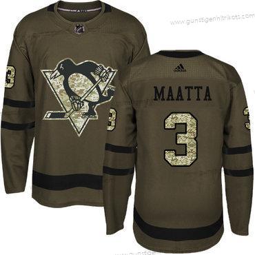 Jugend Pittsburgh Penguins #3 Olli Maatta Salute to Service Strickerei NHL Trikots – Grün