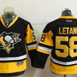 Jugend Pittsburgh Penguins #58 Kris Letang Ausweichtrikot Reebok Hockey Trikots – Schwarz