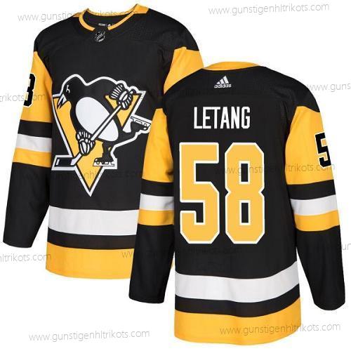 Jugend Pittsburgh Penguins #58 Kris Letang Heimtrikots Authentisch Strickerei NHL Trikots – Schwarz