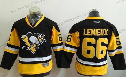 Jugend Pittsburgh Penguins #66 Mario Lemieux Retired Ausweichtrikot Reebok Hockey Trikots – Schwarz