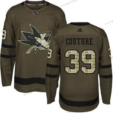 Jugend San Jose Sharks #39 Logan Couture Salute to Service Strickerei NHL Trikots – Grün