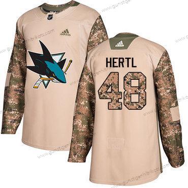 Jugend San Jose Sharks #48 Tomas Hertl Authentisch 2017 Veterans Day Strickerei NHL Trikots – Tarnfarbe