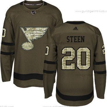 Jugend St. Louis Blues #20 Alexander Steen Salute to Service Strickerei NHL Trikots – Grün