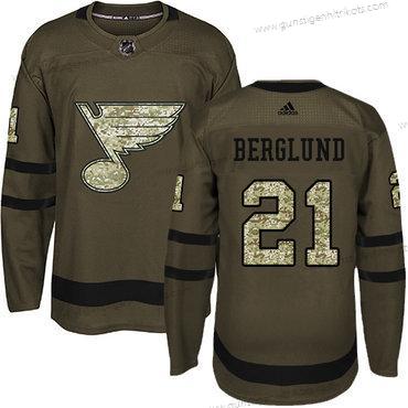 Jugend St. Louis Blues #21 Patrik Berglund Salute to Service Strickerei NHL Trikots – Grün