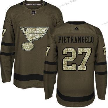 Jugend St. Louis Blues #27 Alex Pietrangelo Salute to Service Strickerei NHL Trikots – Grün