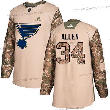 Jugend St. Louis Blues #34 Jake Allen Authentisch 2017 Veterans Day Strickerei NHL Trikots – Tarnfarbe