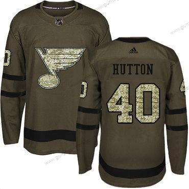 Jugend St. Louis Blues #40 Carter Hutton Salute to Service Strickerei NHL Trikots – Grün