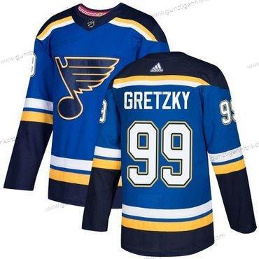 Jugend St. Louis Blues #99 Wayne Gretzky Heimtrikots Authentisch Strickerei NHL Trikots – Blau