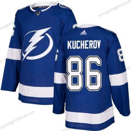 Jugend Tampa Bay Lightning #86 Nikita Kucherov Heimtrikots Authentisch Strickerei NHL Trikots – Blau