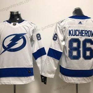 Jugend Tampa Bay Lightning #86 Nikita Kucherov Road Authentisch Strickerei NHL Trikots – Weiß