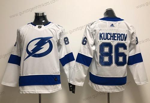 Jugend Tampa Bay Lightning #86 Nikita Kucherov Road Authentisch Strickerei NHL Trikots – Weiß