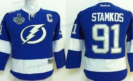 Jugend Tampa Bay Lightning #91 Steven Stamkos 2015 Stanley Cup Trikots – Blau