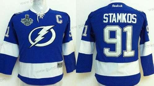 Jugend Tampa Bay Lightning #91 Steven Stamkos 2015 Stanley Cup Trikots – Blau