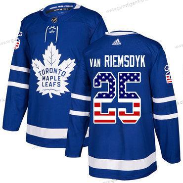 Jugend Toronto Maple Leafs #25 James Van Riemsdyk Heimtrikots Authentisch USA Flag Strickerei NHL Trikots – Blau