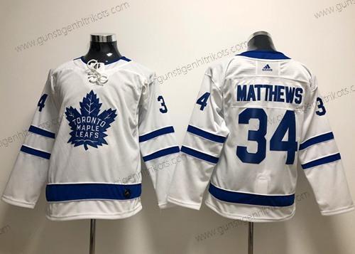 Jugend Toronto Maple Leafs #34 Auston Matthews Road Authentisch Strickerei NHL Trikots – Weiß