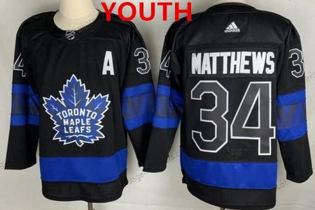 Jugend Toronto Maple Leafs #34 Auston Matthews X Drew House Inside Out Strickerei Trikots – Schwarz