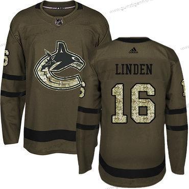 Jugend Vancouver Canucks #16 Trevor Linden Salute to Service Strickerei NHL Trikots – Grün