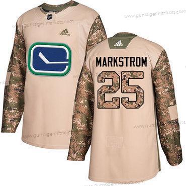 Jugend Vancouver Canucks #25 Jacob Markstrom Authentisch 2017 Veterans Day Strickerei NHL Trikots – Tarnfarbe