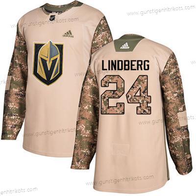 Jugend Vegas Golden Knights #24 Oscar Lindberg Authentisch 2017 Veterans Day Strickerei NHL Trikots – Tarnfarbe