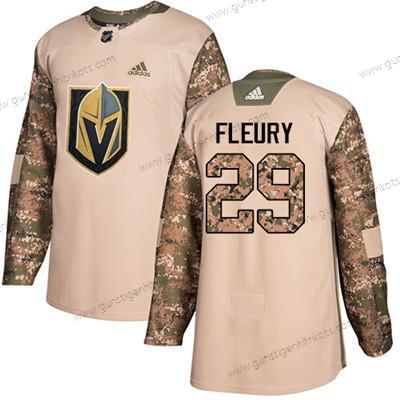 Jugend Vegas Golden Knights #29 Marc-Andre Fleury Authentisch 2017 Veterans Day Strickerei NHL Trikots – Tarnfarbe