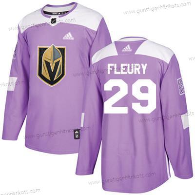 Jugend Vegas Golden Knights #29 Marc-Andre Fleury Authentisch Bekämpft Krebs Strickerei NHL Trikots – Lila