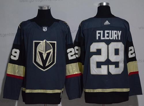 Jugend Vegas Golden Knights #29 Marc-Andre Fleury Heimtrikots Authentisch Strickerei NHL Trikots Version 2 – Grau