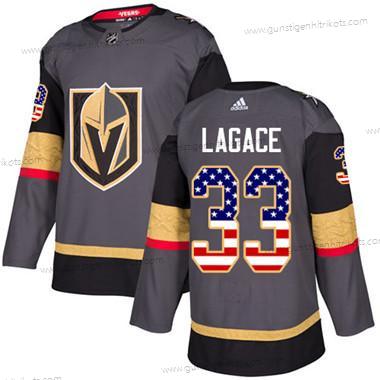 Jugend Vegas Golden Knights #33 Maxime Lagace Heimtrikots Authentisch USA Flag Strickerei NHL Trikots – Grau