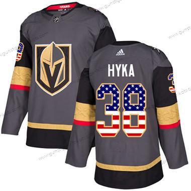 Jugend Vegas Golden Knights #38 Tomas Hyka Heimtrikots Authentisch USA Flag Strickerei NHL Trikots – Grau