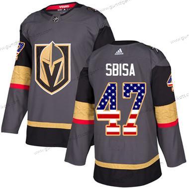 Jugend Vegas Golden Knights #47 Luca Sbisa Heimtrikots Authentisch USA Flag Strickerei NHL Trikots – Grau