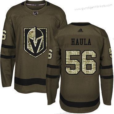 Jugend Vegas Golden Knights #56 Erik Haula Salute to Service Strickerei NHL Trikots – Grün