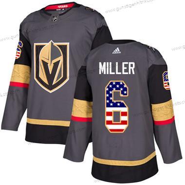 Jugend Vegas Golden Knights #6 Colin Miller Heimtrikots Authentisch USA Flag Strickerei NHL Trikots – Grau