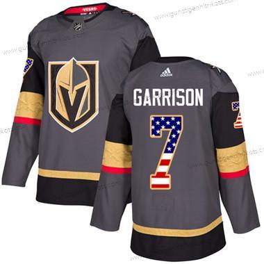 Jugend Vegas Golden Knights #7 Jason Garrison Heimtrikots Authentisch USA Flag Strickerei NHL Trikots – Grau