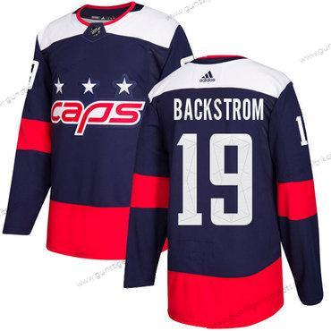 Jugend Washington Capitals #19 Nicklas Backstrom Authentisch 2018 Stadium Series Strickerei NHL Trikots – Marineblau