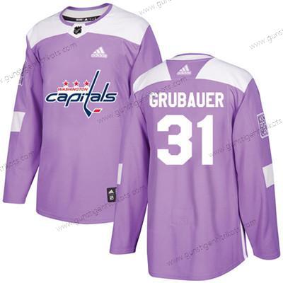 Jugend Washington Capitals #31 Philipp Grubauer Authentisch Bekämpft Krebs Strickerei NHL Trikots – Lila