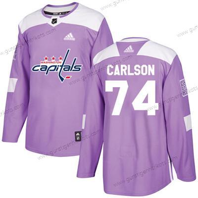 Jugend Washington Capitals #74 John Carlson Authentisch Bekämpft Krebs Strickerei NHL Trikots – Lila