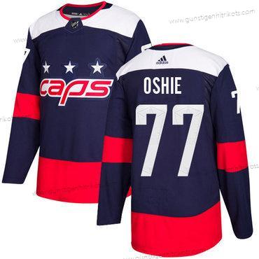 Jugend Washington Capitals #77 T. J. Oshie Authentisch 2018 Stadium Series Strickerei NHL Trikots – Marineblau