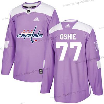 Jugend Washington Capitals #77 T. J. Oshie Authentisch Bekämpft Krebs Strickerei NHL Trikots – Lila