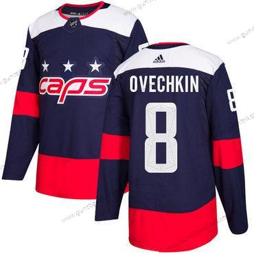 Jugend Washington Capitals #8 Alex Ovechkin Authentisch 2018 Stadium Series Strickerei NHL Trikots – Marineblau