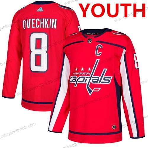 Jugend Washington Capitals #8 Alex Ovechkin Heimtrikots Authentisch Strickerei NHL Trikots – Rot