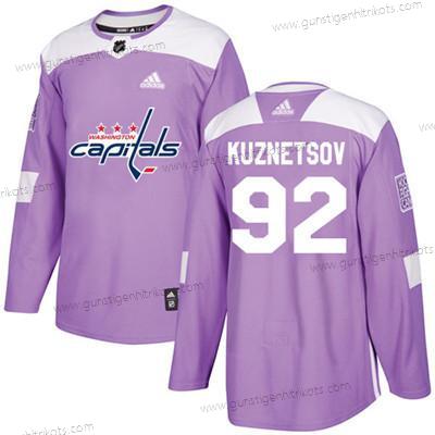 Jugend Washington Capitals #92 Evgeny Kuznetsov Authentisch Bekämpft Krebs Strickerei NHL Trikots – Lila