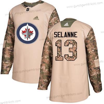 Jugend Winnipeg Jets #13 Teemu Selanne Authentisch 2017 Veterans Day Strickerei NHL Trikots – Tarnfarbe