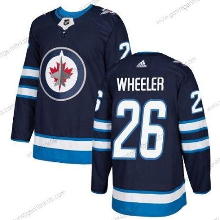 Jugend Winnipeg Jets #26 Blake Wheeler Heimtrikots Authentisch Strickerei NHL Trikots – Marineblau Blau