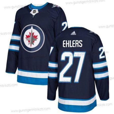 Jugend Winnipeg Jets #27 Nikolaj Ehlers Heimtrikots Authentisch Strickerei NHL Trikots – Marineblau Blau