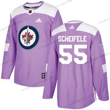 Jugend Winnipeg Jets #55 Mark Scheifele Authentisch Bekämpft Krebs Strickerei NHL Trikots – Lila