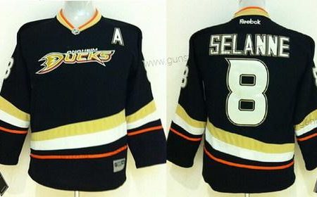 Kinder Anaheim Ducks #8 Teemu Selanne Trikots – Schwarz