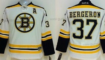 Kinder Boston Bruins #37 Patrice Bergeron Trikots – Weiß