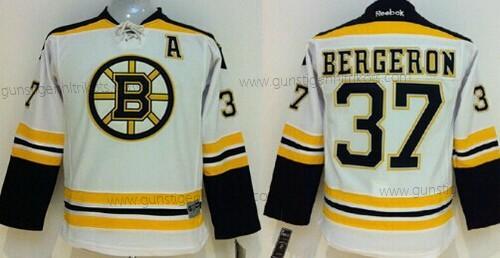 Kinder Boston Bruins #37 Patrice Bergeron Trikots – Weiß