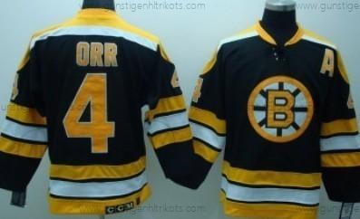 Kinder Boston Bruins #4 Bobby Orr Retro CCM Trikots – Schwarz