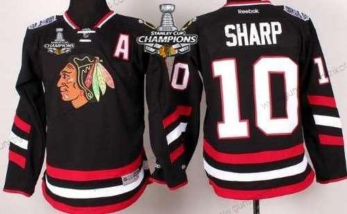 Kinder Chicago Blackhawks #10 Patrick Sharp 2014 Stadium Series Trikots W/2015 Stanley Cup Champion Patch – Schwarz